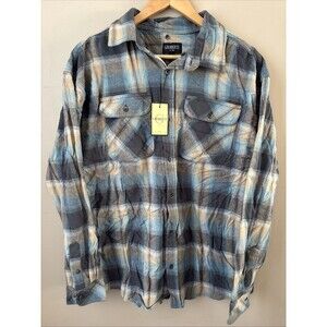 Gioberti Men’s Flannel Shirt Brown Beige Blue Plaid Button Front Size XL NWT